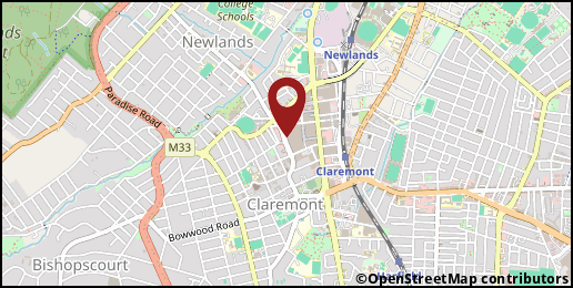a map with a pin at -33.98089,18.46265